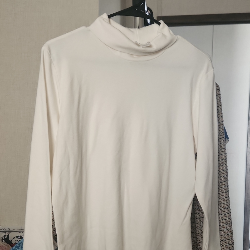 The Shirt by Rochelle Behrens Cream Turtleneck Sweater